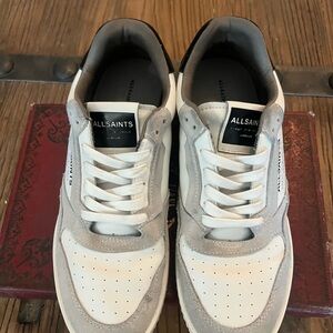 AllSaints Men's White & Gray Low-Top Sneakers
